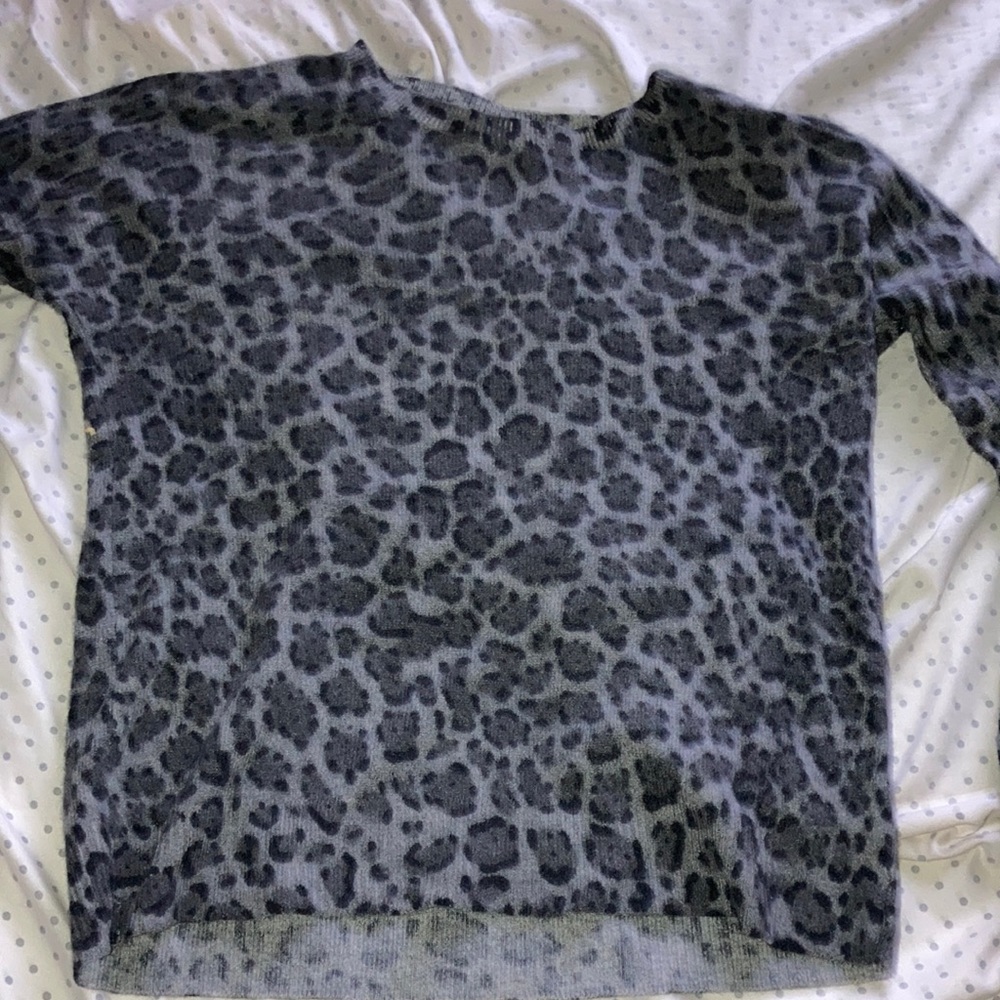 Cheetah print dark gray long sleeve ugly sweater material
